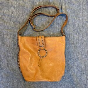 Latico Tan Leather Shoulder Bag with Ring Detail